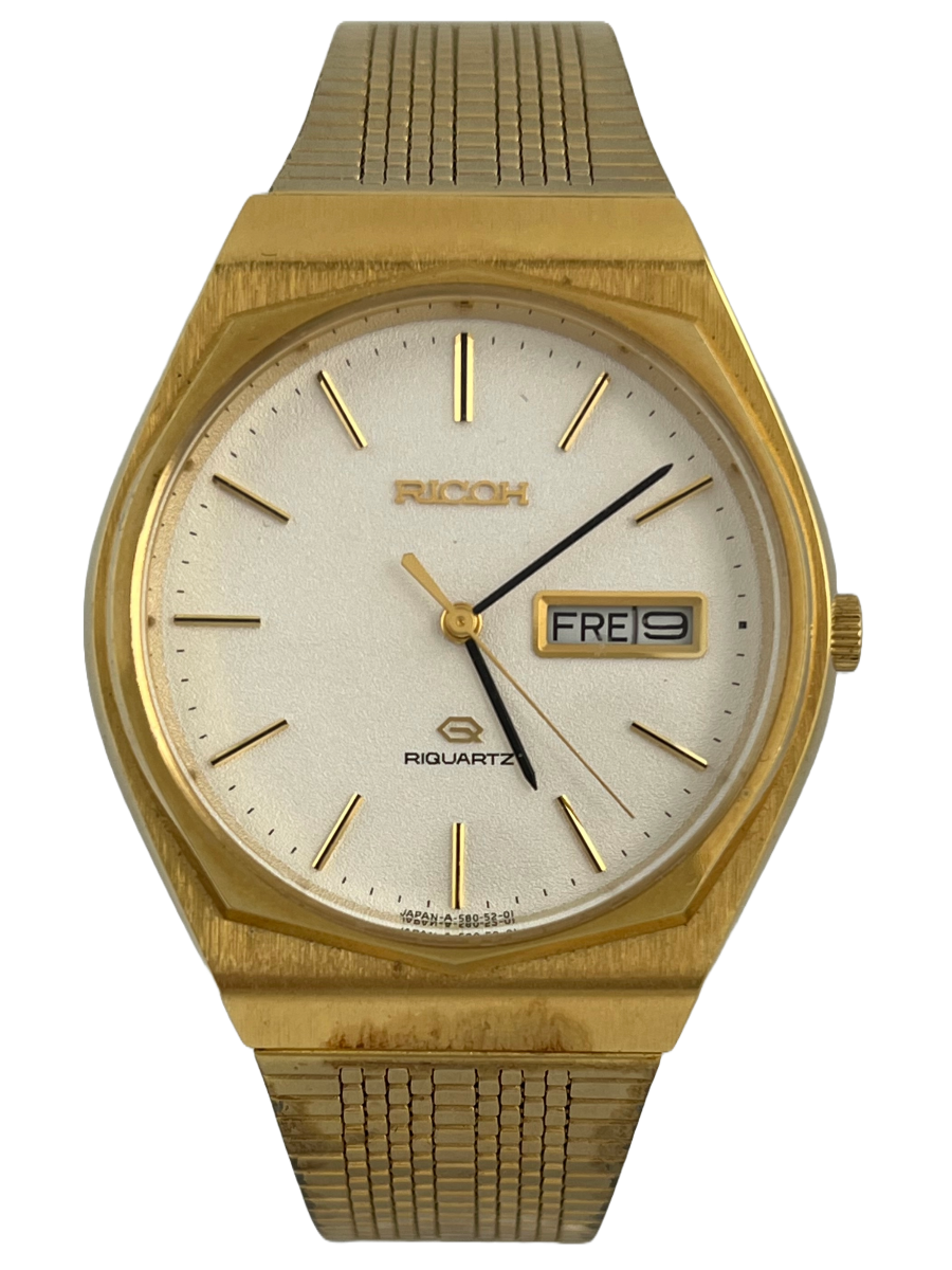 Buy Golden NOS Ricoh Riquartz Day Date online – Classy Watches