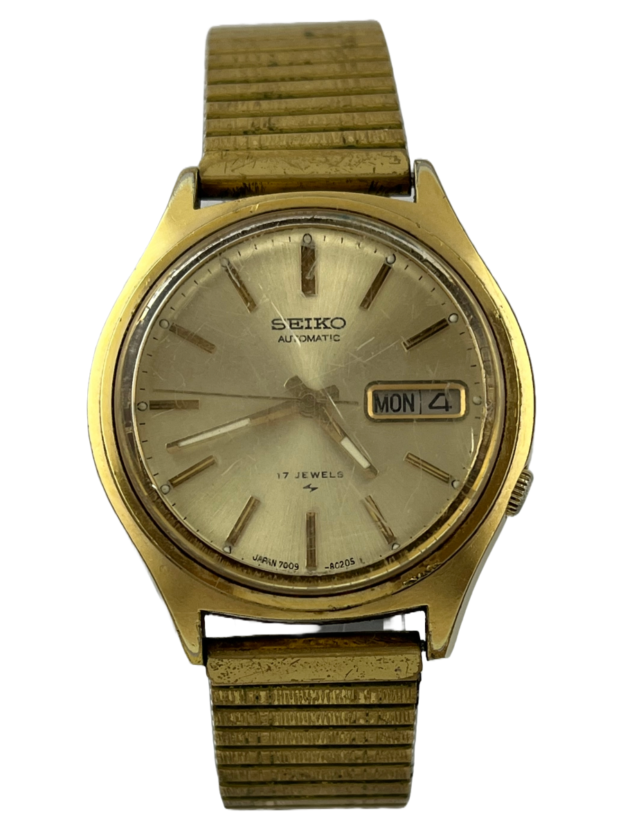 Golden Seiko Automatic Day Date with flex bracelet