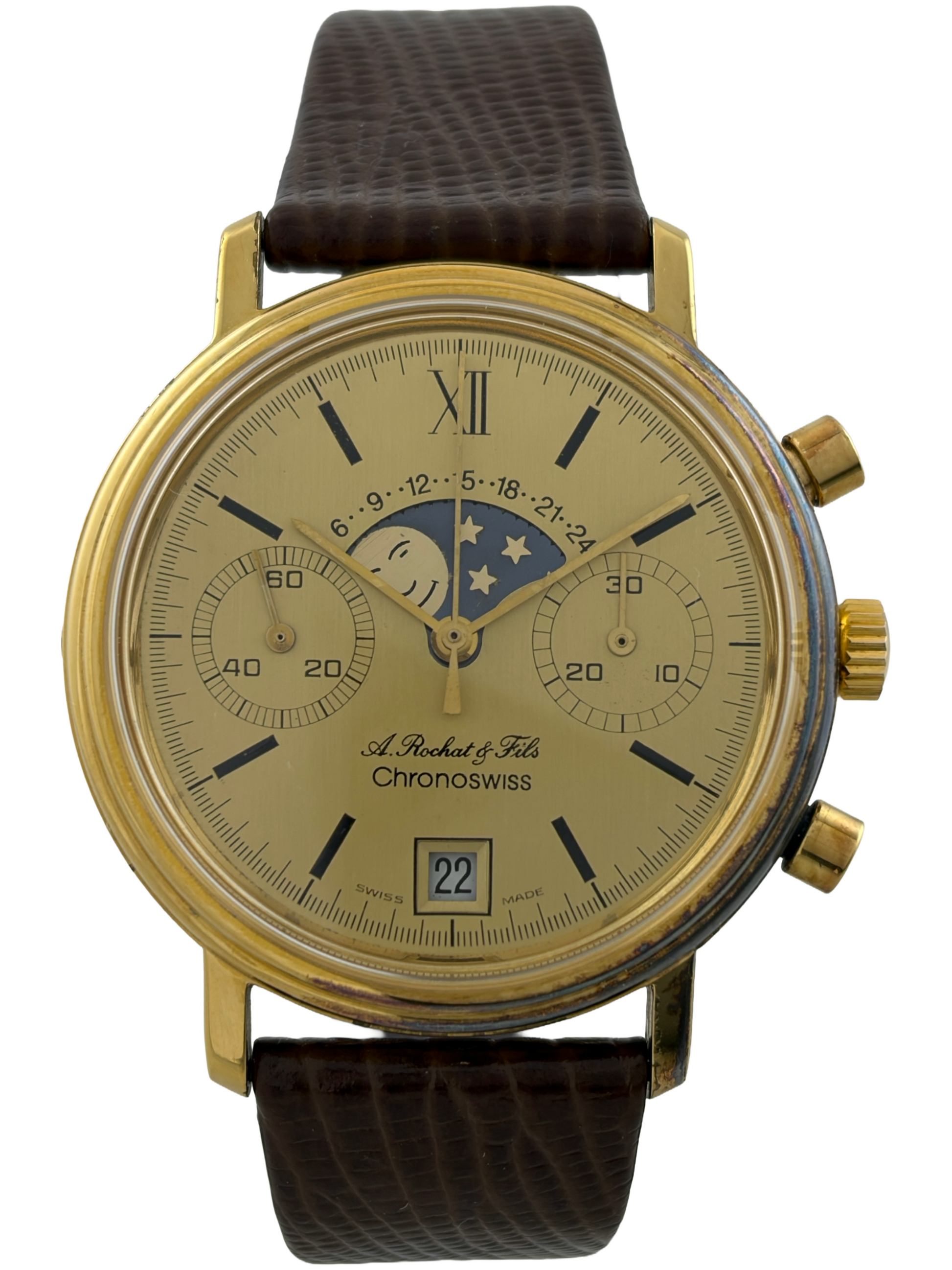 A. Rochat & Fils Chronoswiss Handaufzug Chronograph mit Mondphase