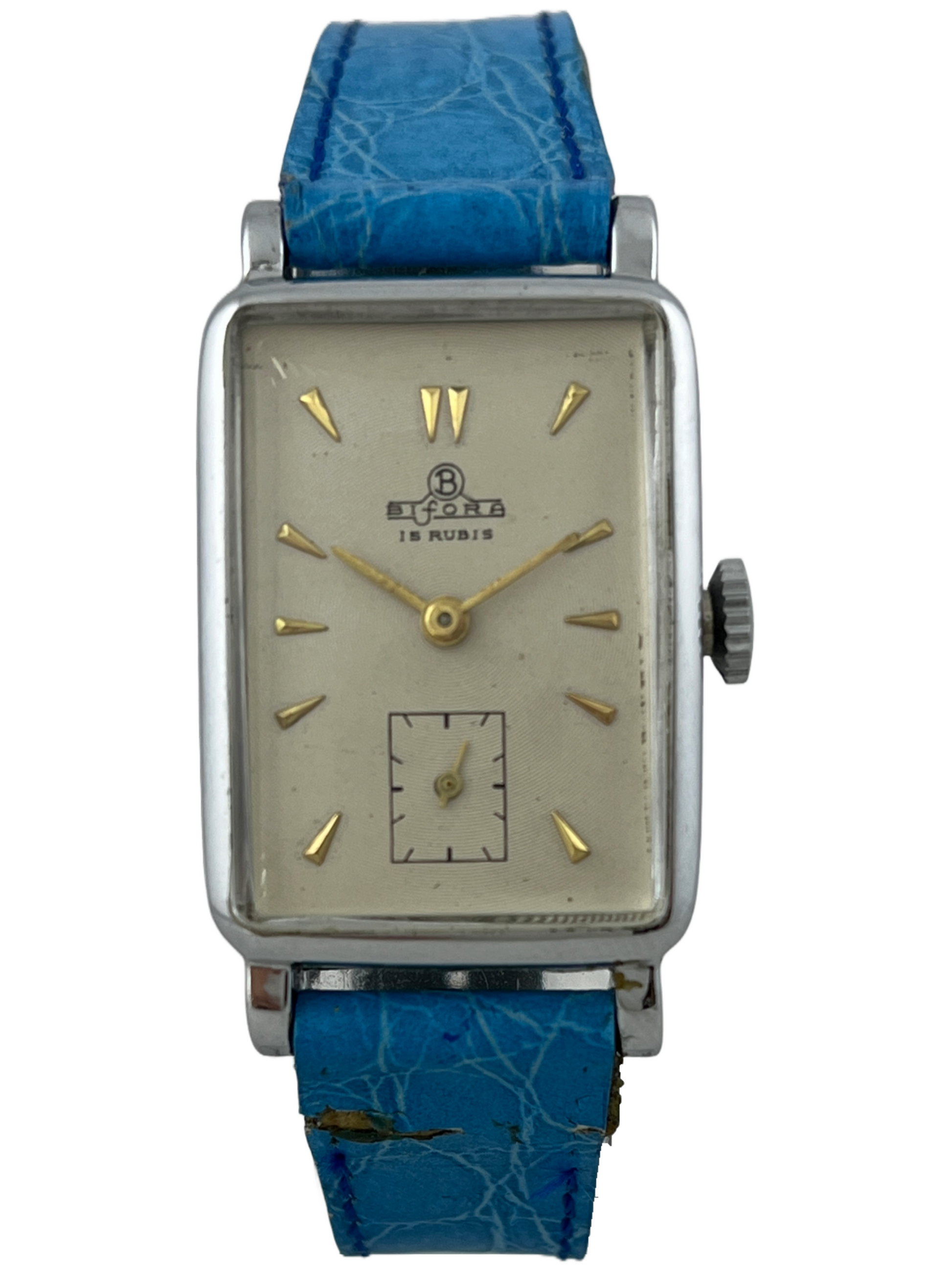 Art Deco Bifora Handaufzug mit blauem J. Chevalier Armband