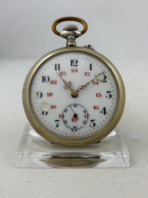 Reloj de bolsillo rústico de cuerda manual con indicación de 24 horas
