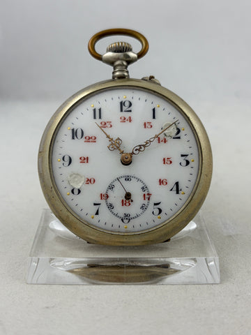 Reloj de bolsillo rústico de cuerda manual con indicación de 24 horas