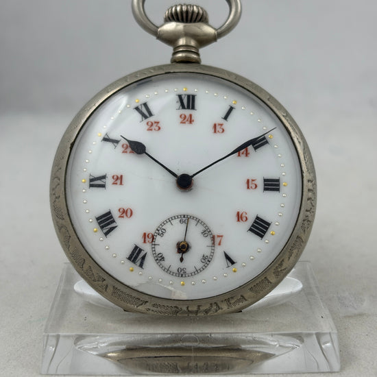 Bauern-Taschenuhr Handaufzug mit schönen Verzierungen