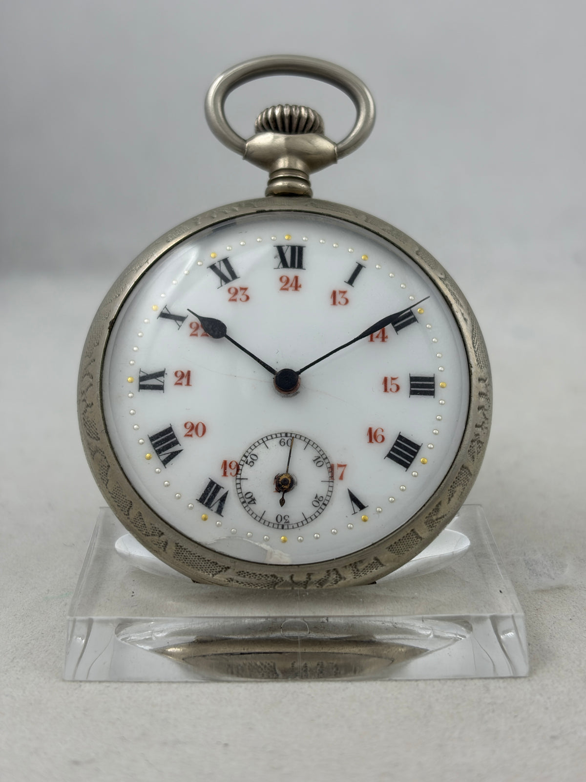 Bauern-Taschenuhr Handaufzug mit schönen Verzierungen