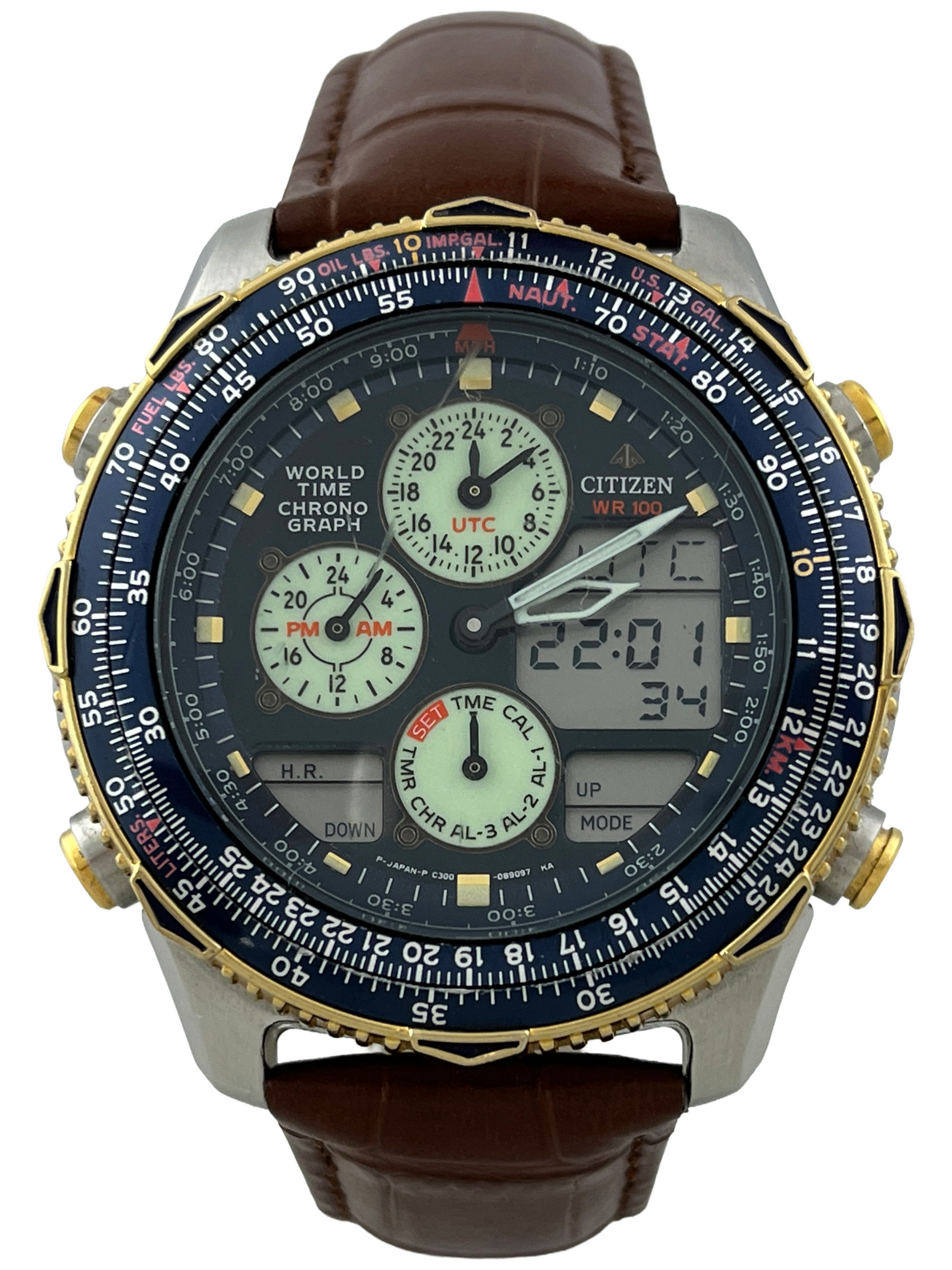 Citizen Promaster WR 100 World-Timer Quartz Chronograph Ana-Digi