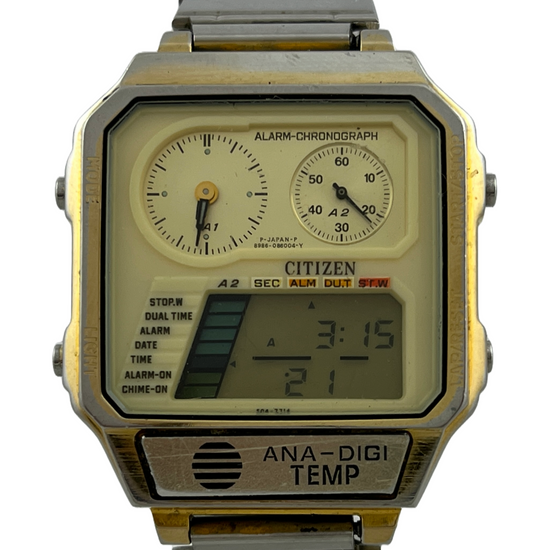 Citizen chronograph dual time sale