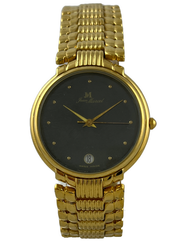 Goldene NOS Jean Marcel Quartz mit Datum und Schild
