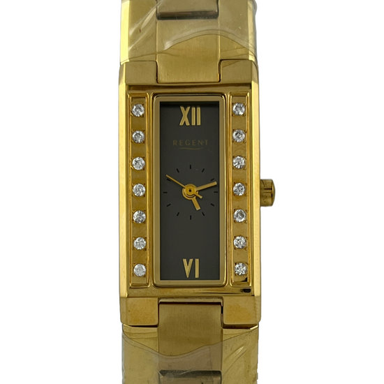 Elegante NOS Regent Quartz mit Schild und Steinen