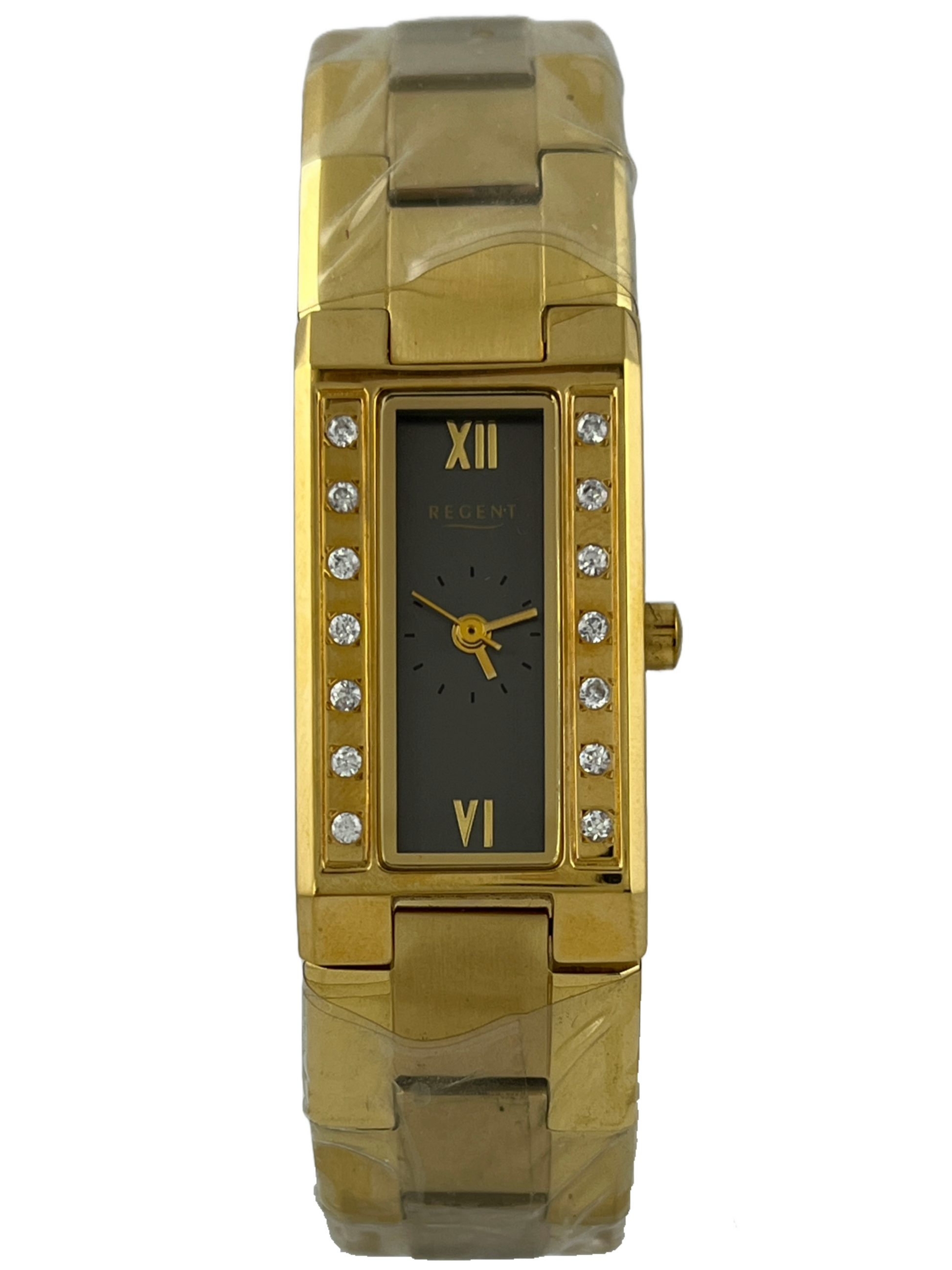 Elegante NOS Regent Quartz mit Schild und Steinen