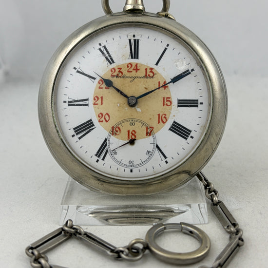Railroad pocket watch Doxa antimagnetic manual winding 68mm