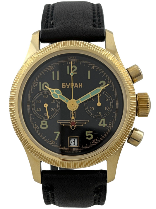 Goldene Poljot Buran Handaufzug Flieger Chronograph