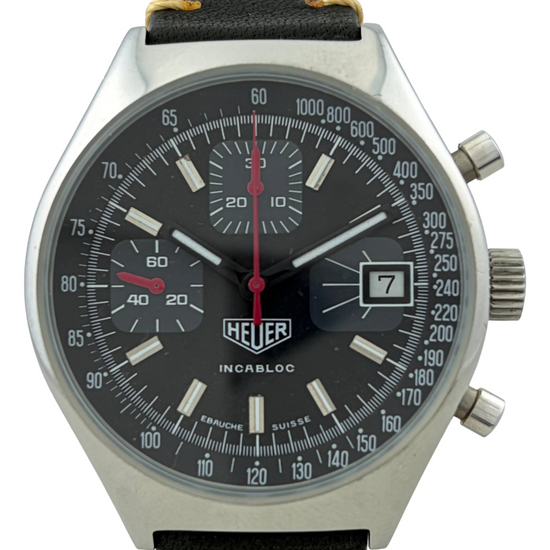 Heuer 1589B French Handaufzug Chronograph Valjoux 7765