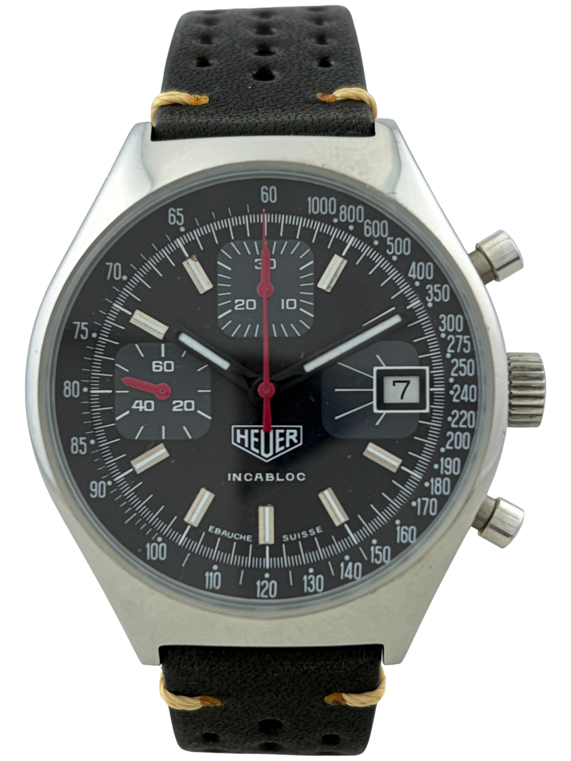 Heuer 1589B French Handaufzug Chronograph Valjoux 7765