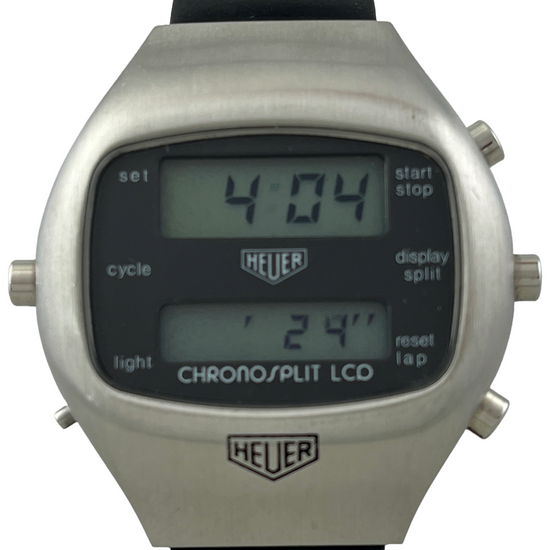 Heuer Chronosplit LCD Chronograph mit Kautschuk-Armband