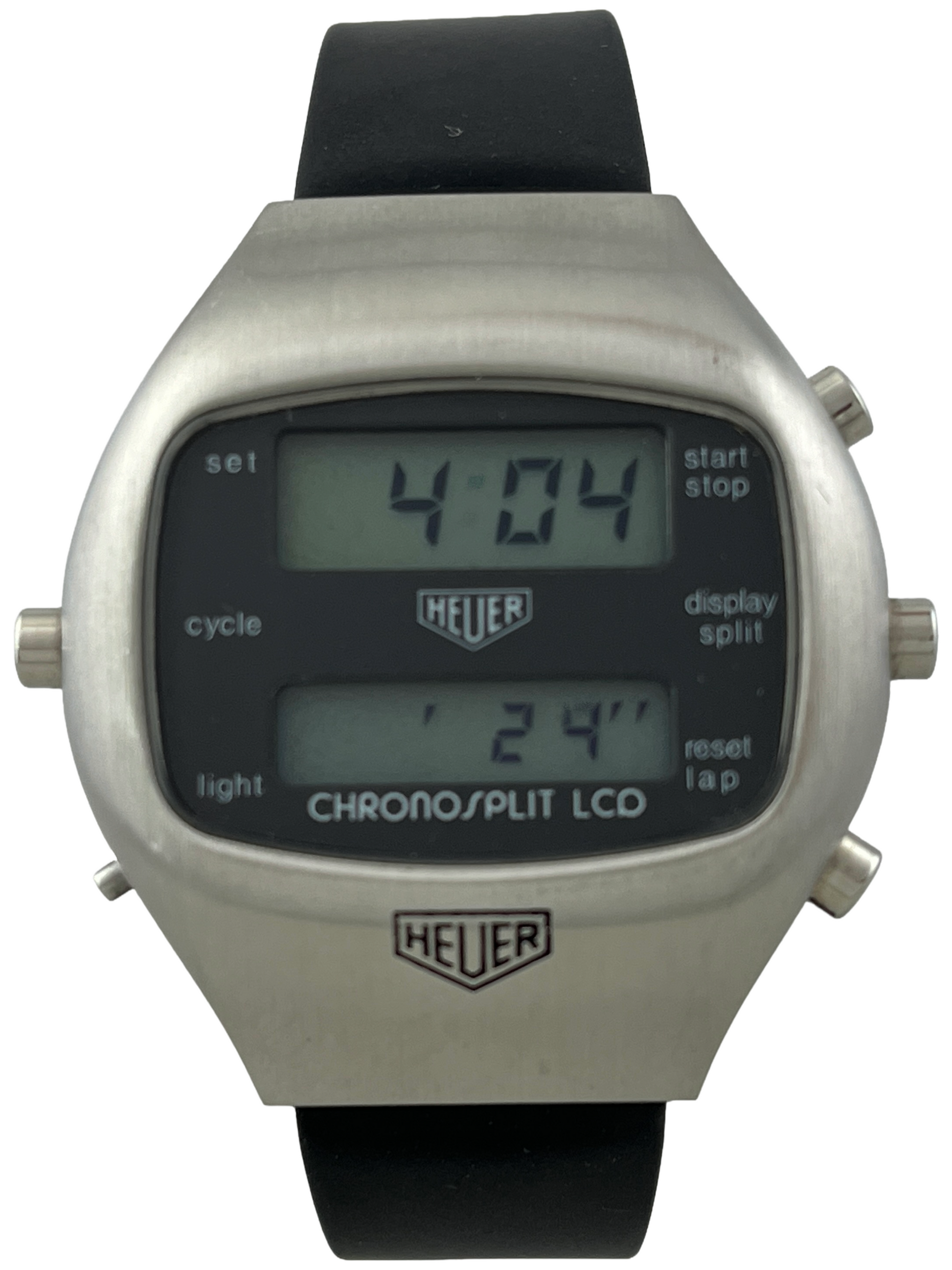 Heuer Chronosplit LCD Chronograph mit Kautschuk-Armband