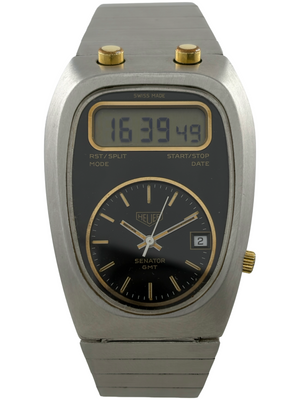 Heuer Senator GMT Chronosplit LCD-kronograf