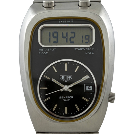 Heuer Senator GMT Chronosplit LCD Chronograph mit Box