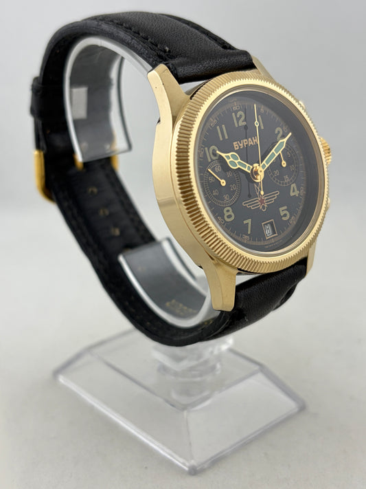 Goldene Poljot Buran Handaufzug Flieger Chronograph Kal. 3133