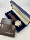 Jaeger-LeCoultre Heraion Quartz with gold bezel, in case