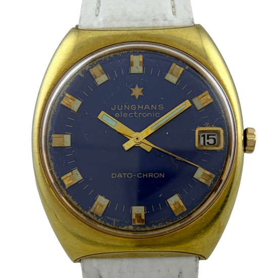 Junghans electronic Dato-Chron mit blauem Ziffernblatt