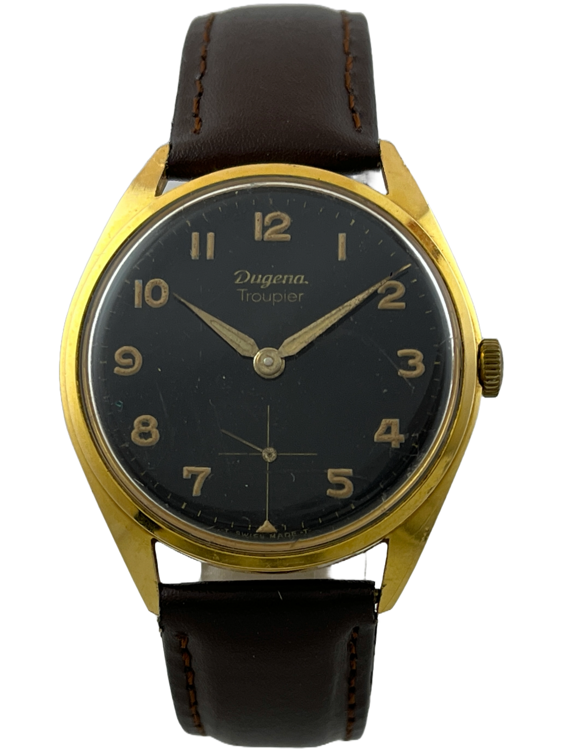 Militär Dugena Troupier black dial Handaufzug AS 1130
