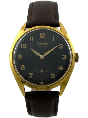 Militär Dugena Troupier black dial Handaufzug AS 1130