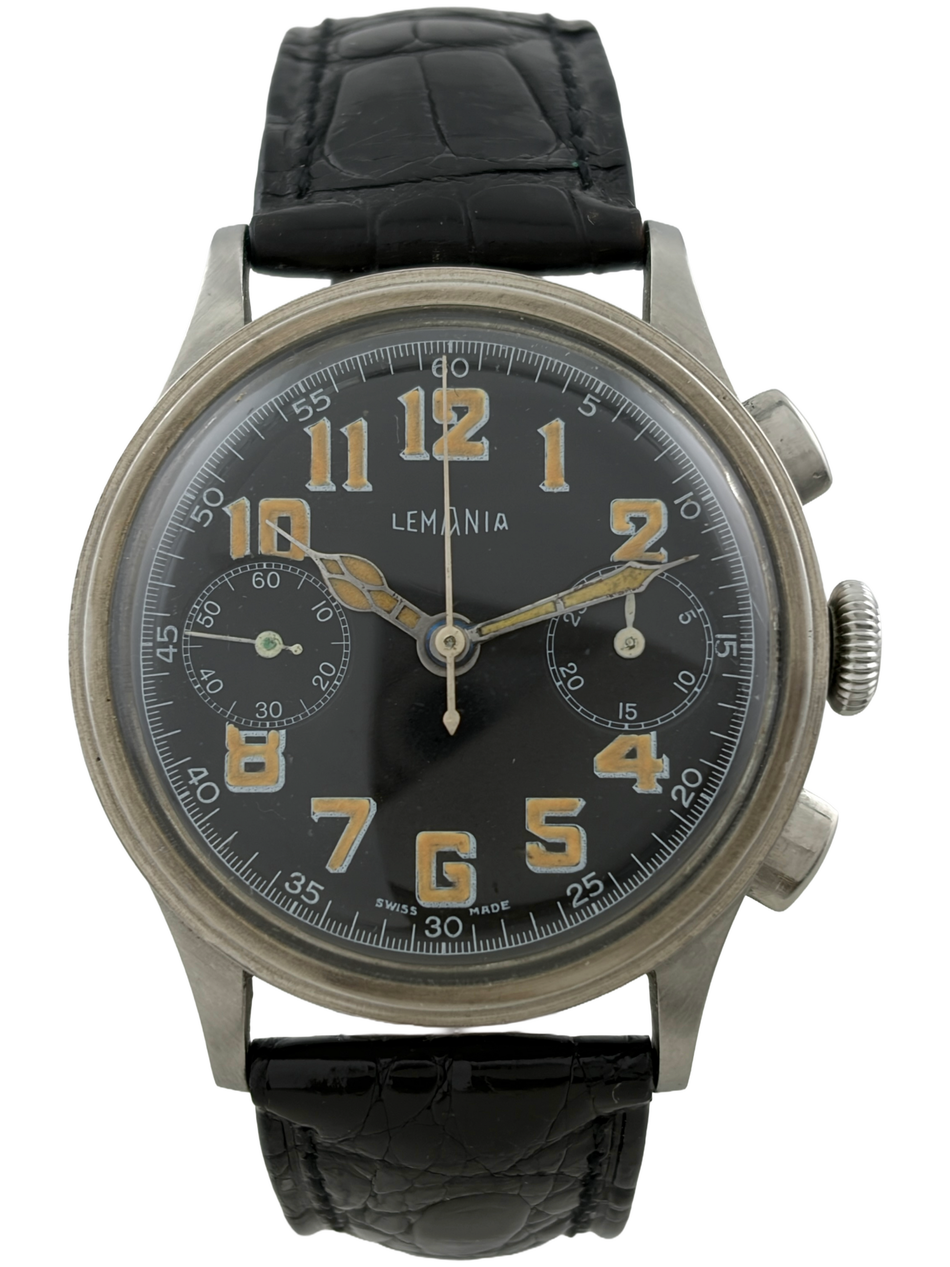 Militär Lemania Handaufzug Chronograph 37mm Kal. 15TL