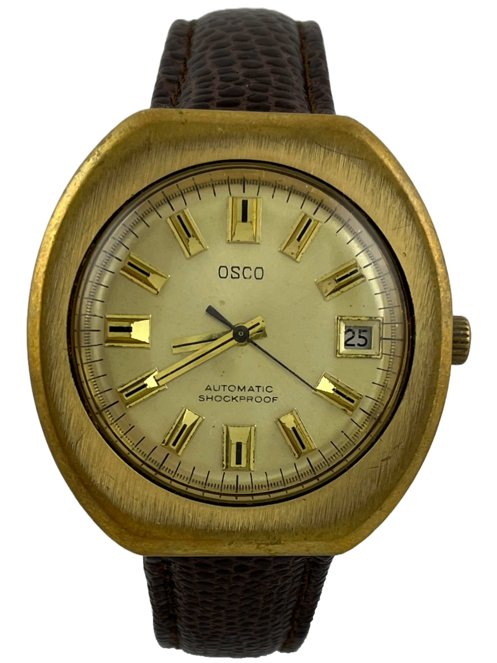 Goldene Osco Automatic Kal. PUW 1561 mit großem Gehäuse
