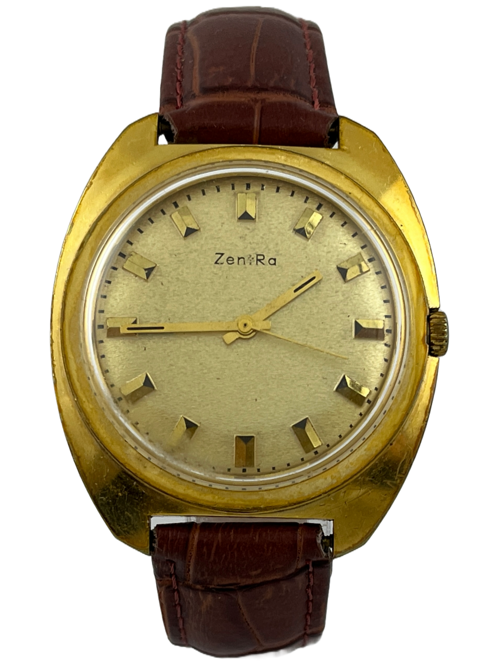 Goldene Zentra Handaufzug Otero 840 mit schönem Ziffernblatt