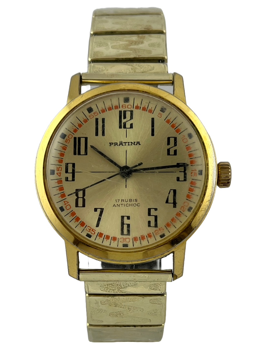 Goldene Dugena Prätina Handaufzug mit Flexband