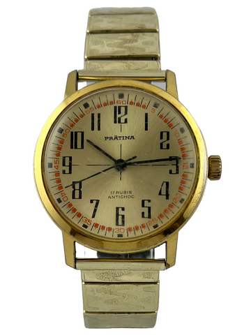 Goldene Dugena Prätina Handaufzug mit Flexband