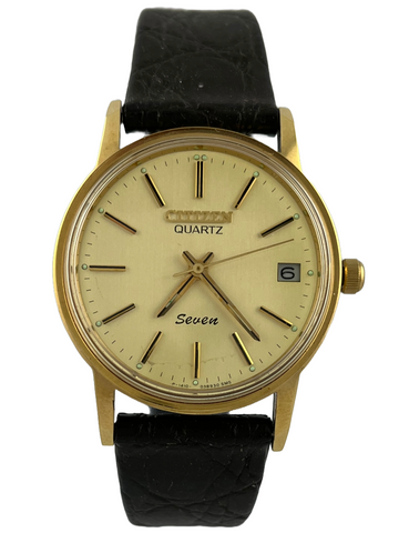 Elegante NOS Citizen Seven Quartz mit Datum