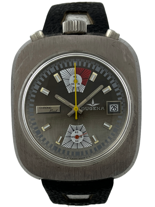 NOS Dugena Chronodesk Bullhead Handaufzug Chronograph Valjoux 7734