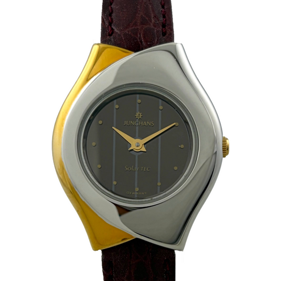 NOS Junghans Solar TEC floral Stahl/Gold Quartz mit Box