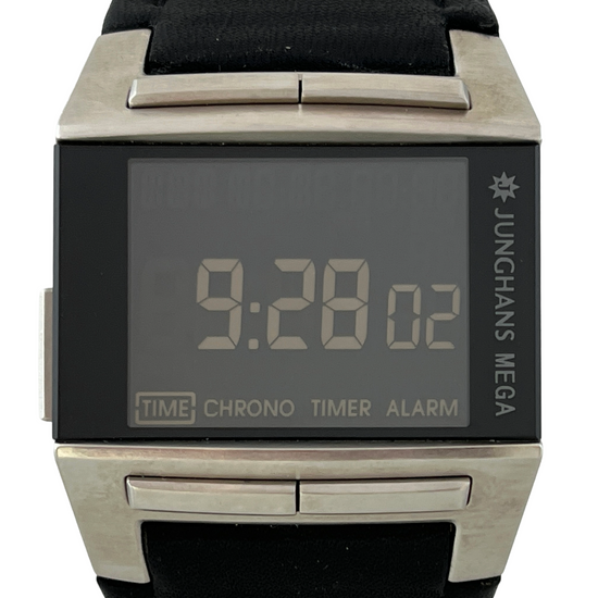 Neue Funkuhr Junghans Mega 1000 LCD Quartz Chronograph