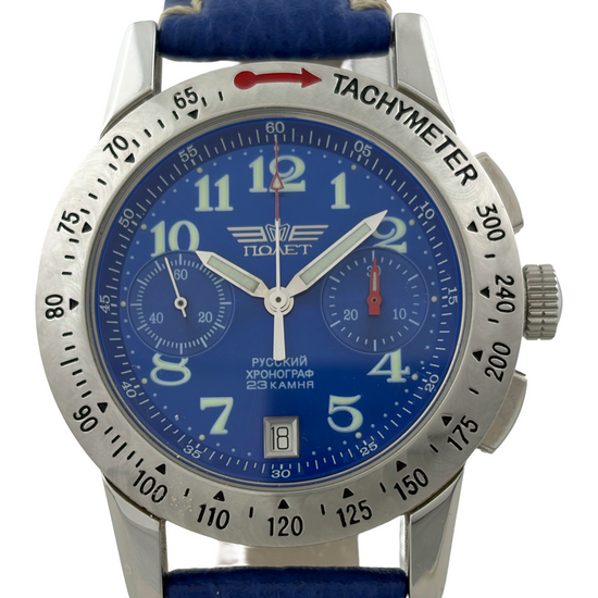 Poljot Blue Classic Handaufzug Chronograph Kal. 3133