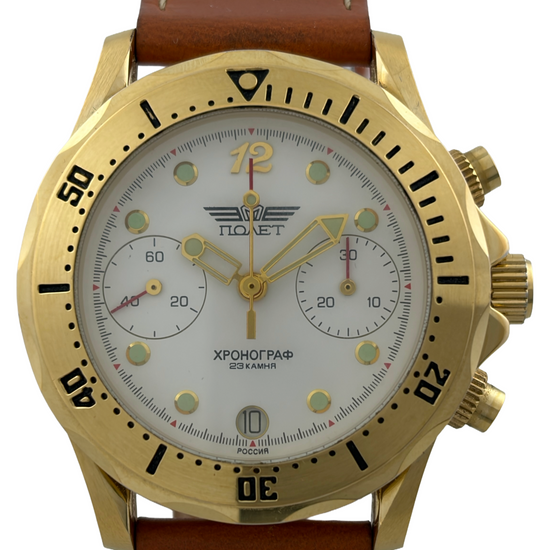 Poljot Handaufzug Chronograph Kal. 3133 mit Glasboden