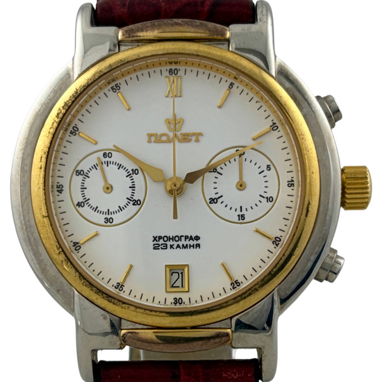 Poljot Handaufzug Chronograph Stahl/Gold Kal. 3133