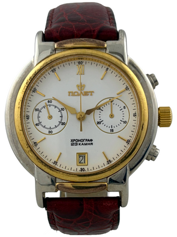 Poljot Handaufzug Chronograph Stahl/Gold Kal. 3133