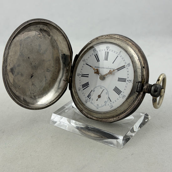 Taschenuhr Fabriques Reunies Savonette Schlüsselaufzug aus Silber