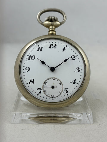 Taschenuhr Handaufzug 51mm mit Nickel-Gehäuse