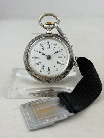 Taschenuhr Handaufzug aus 0,800er Tula-Silber mit Kette