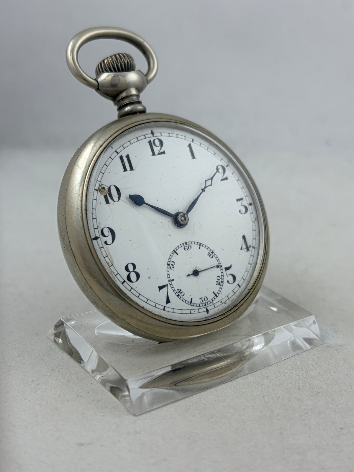 Taschenuhr Handaufzug mit Nickel-Gehäuse