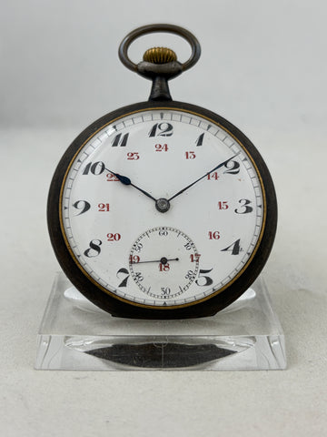 Taschenuhr Handaufzug mit schwarz mattem Gehäuse