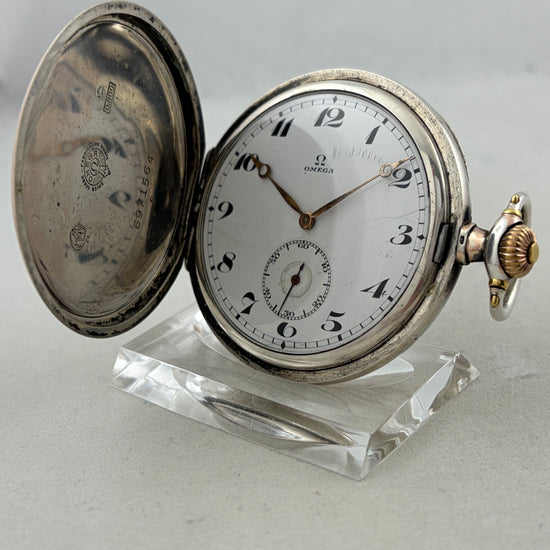 Taschenuhr Omega Handaufzug Savonette aus 0,800er Silber