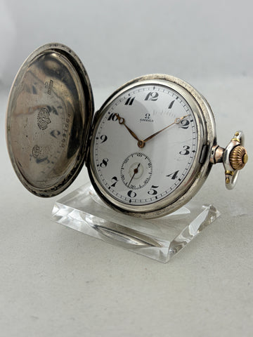 Taschenuhr Omega Handaufzug Savonette aus 0,800er Silber
