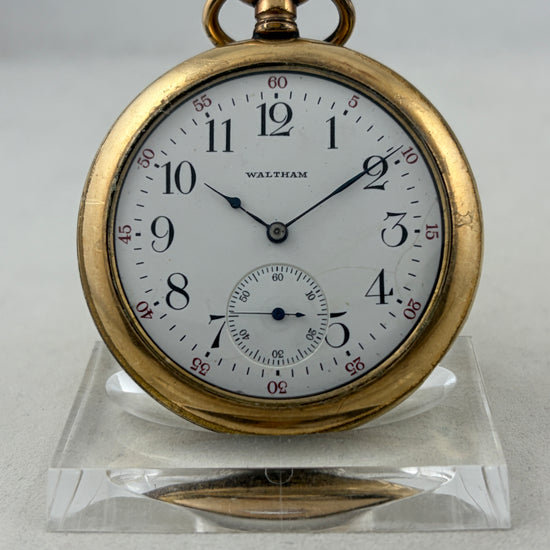 Waltham hand-wound pocket watch with new glass