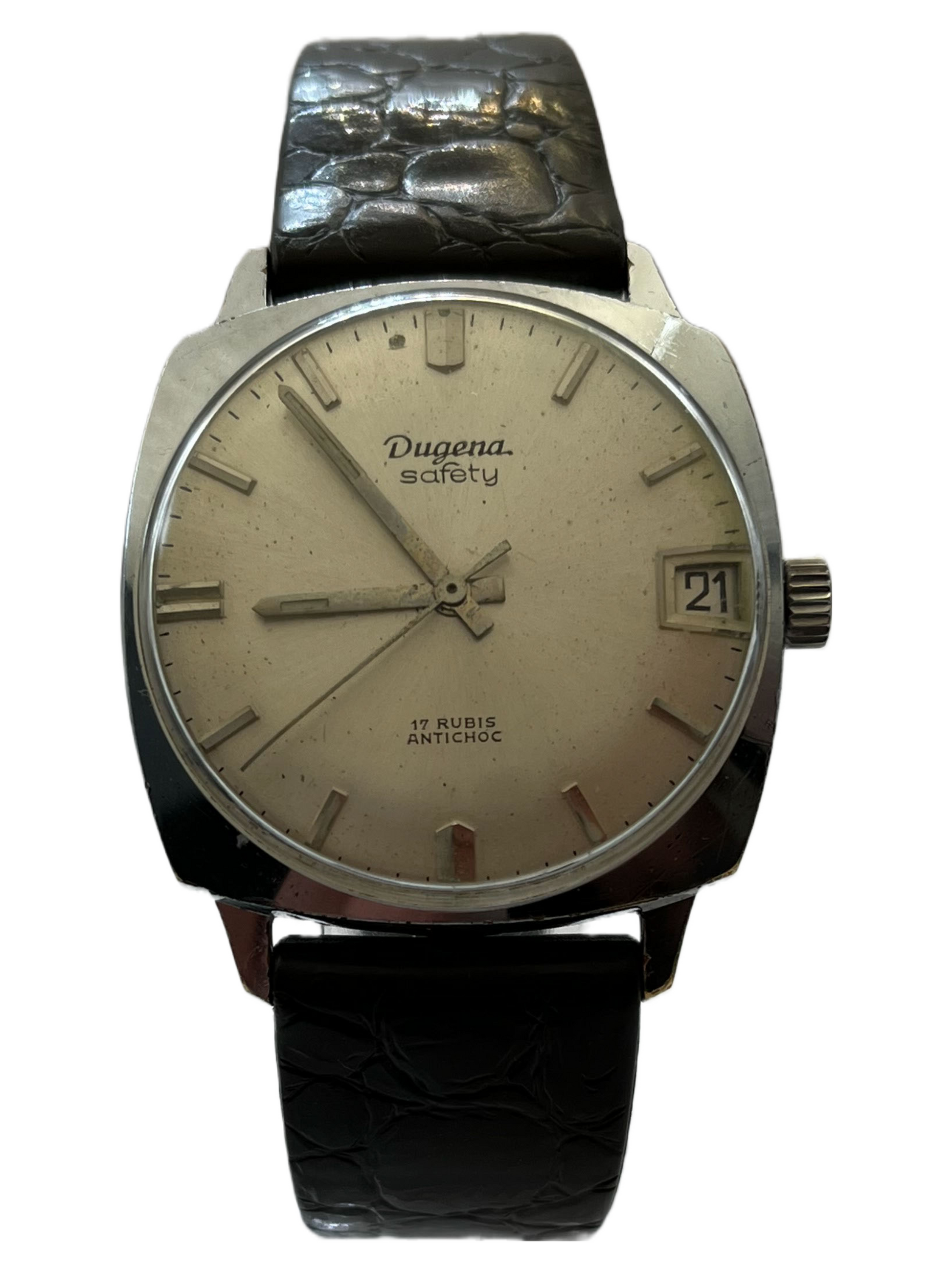 Elegante Dugena safety Handaufzug Kal. Bifora 130